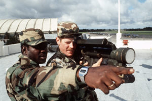 Members of the 25th Infantry Division aim a surface-to-air missile launcher. 24 September 1984. Author: MSGT David N. Craft