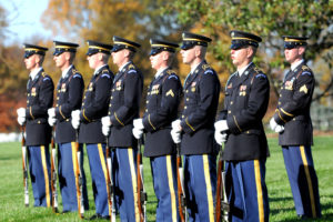 Members of the U.S. Army Ceremonial Honor Guard prepare for the 21-gun salute in Arlington National Cemetery, Nov. 17, 2009. U.S. Navy Petty Officer 3rd Class William Selby