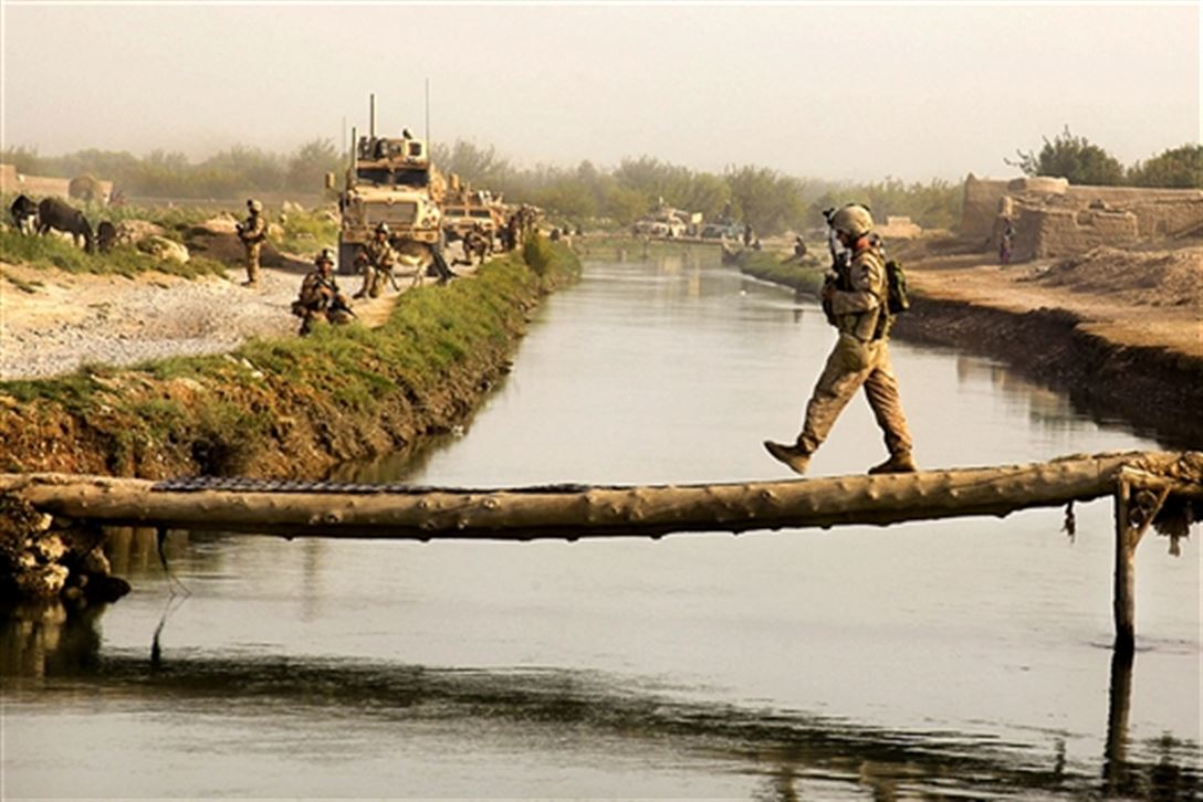 Veteran Mental Health requires Balance, as in the image of a U.S. Marine Corps NCO crosses a bridge in Helmand province, Afghanistan, Sept. 5, 2009. DoD Photo